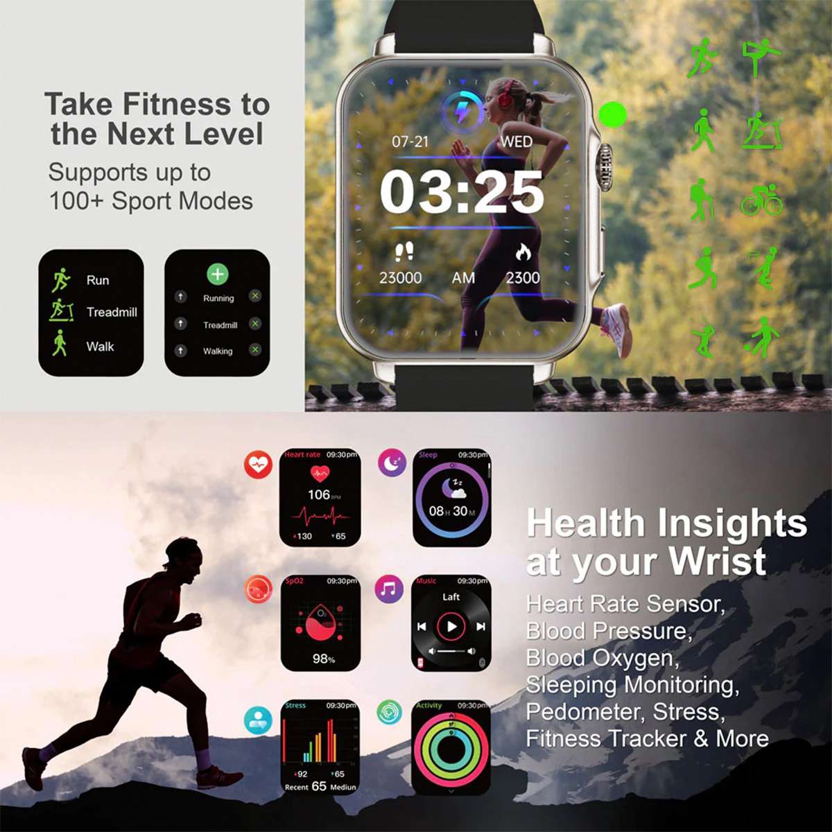 Smartwatch Argomtech S55 Negro Aluminio 1.96